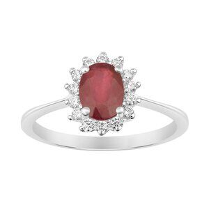 0.5Cts Princess Diana Inspired Ruby Gemstone Halo Ring 925 Sterling Silver